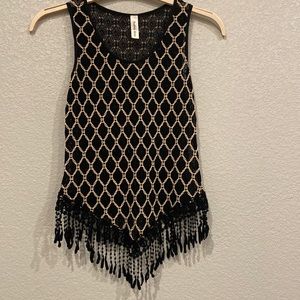 Fringe sleeveless black top
